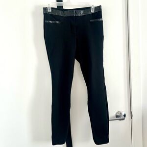 Joe Fresh Skinny Black Leather-trim Pants